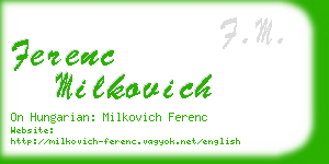 ferenc milkovich business card